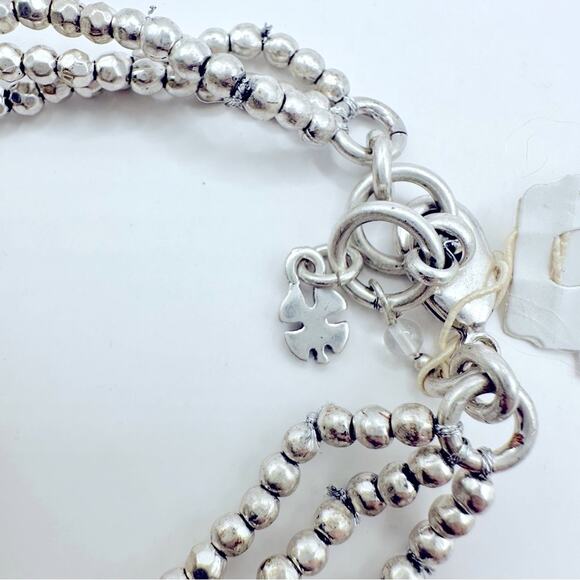 Lucky Brand Sugar Plum Bracelet NWT Three Strand Costume Jewelry Two tone Metal - Picture 4 of 9